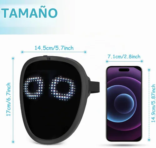 Vista 2 de Depointer Life Máscara LED con detección de gestos, máscara transformadora unisex con luz LED para disfraz, cosplay, fiesta, mascarada