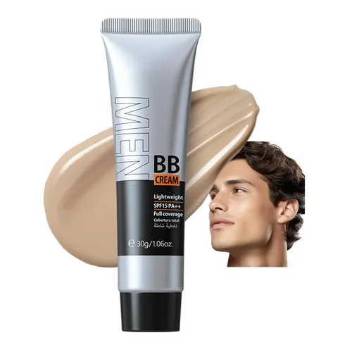 Vista 10 de AKARY Crema BB Hidratante para Hombres SPF 15 PA++, Base y Corrector de Cobertura Completa, Crema Hidratante Facial para Hombre Unifica el Tono