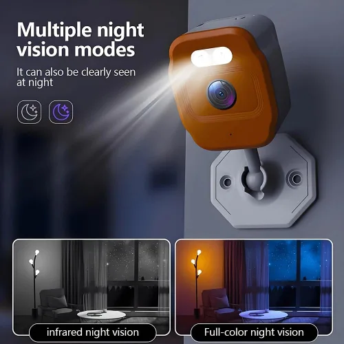 Vista 5 de Cámara de seguridad interior de 4 piezas, visión nocturna a todo color, llamada de voz bidireccional, 2MP, detección de movimiento, cámara