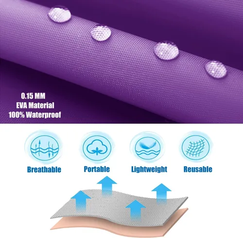 Vista 5 de Chaqueta de lluvia para niños, paquete de 2 ponchos de lluvia para niños, impermeables reutilizables para niños y niñas, impermeable, para exteriores