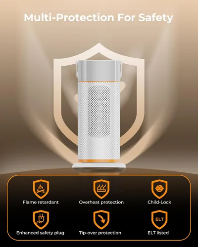 Vista 6 de Calentador de espacio: calentadores de espacio portátiles de 1500 W para uso en interiores, calentador eléctrico de cerámica PTC con control remoto