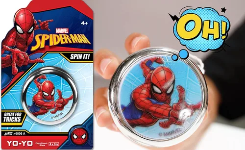 Vista 4 de JA-RU Marvel Toys YoYo Toy (1 unidad de estilo surtido) Superhéroes Spiderman, Hulk, Capitán América y Ironman para niños, Yoyo para principiantes
