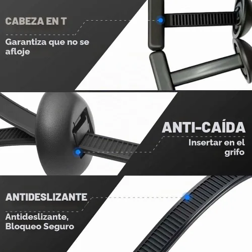 Vista 5 de Hebilla universal de nailon mejorada para ataduras de cables, resistente y autobloqueante, hebilla multifuncional para ataduras de cables