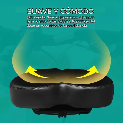 Vista 2 de Cómodo sillín de bicicleta para ejercicio y bicicleta de carretera, asiento cómodo de gran tamaño para estacionario extra ancho de repuesto