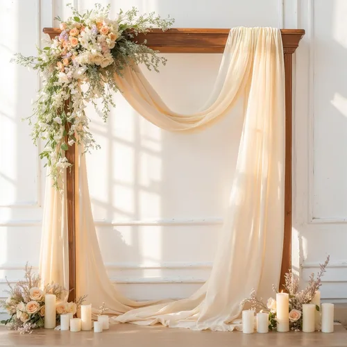 Vista 29 de Cortinas de telón de fondo transparentes para arco de boda de 28 pulgadas x 19 pies Negro