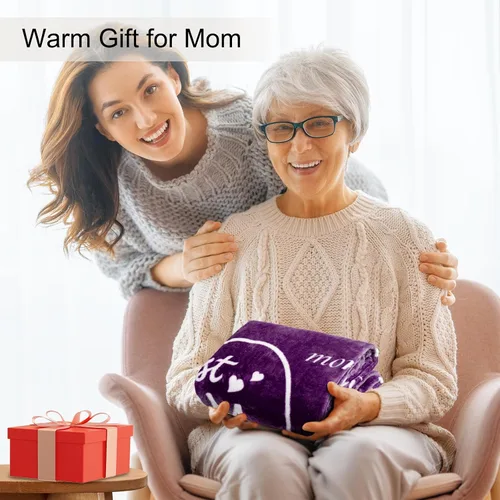 Vista 3 de BESTSWEETIE Manta para el día de la madre, regalos para mamá, esposa, amiga, manta mullida de 50 x 60 pulgadas, color morado