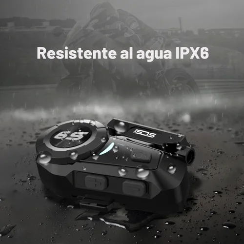 Vista 6 de S-9 - Auriculares Bluetooth para casco de motocicleta de 6,561.7 ft, 6 intercomunicadores, auriculares Bluetooth para motocicleta con cancelación