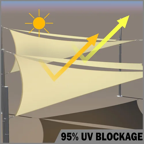 Vista 3 de ShadeMart Vela de Sombra Impermeable de 8' x 8' x 8' Beige, Vela de Sombra Solar Beige Triangular Tamaño Personalizado, Toldo Resistente al Agua