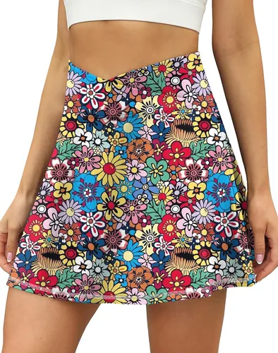 Vista 2 de LouKeith Faldas de tenis para mujer, plisadas, cruzadas, de cintura alta, atléticas, para entrenamiento, golf, faldas con bolsillos cortos