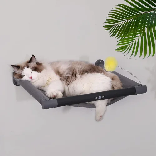Vista 13 de SVD.PET Escalones de pared para gatos (paquete de 2), escaleras para subir con almohadilla de fieltro reemplazable, estantes para gatos con juguete