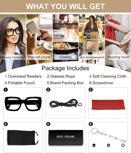 Vista 34 de OCCI CHIARI Gafas de lectura de moda para mujer y hombre