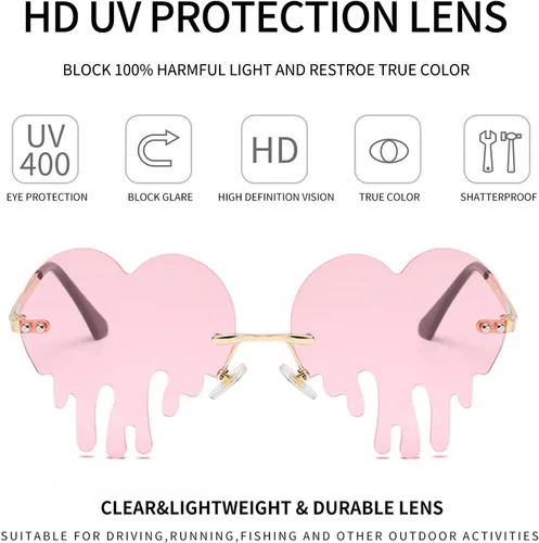 Vista 3 de BOJOD Gafas de sol con forma de corazón goteantes para mujer, gafas de sol de moda para fiesta