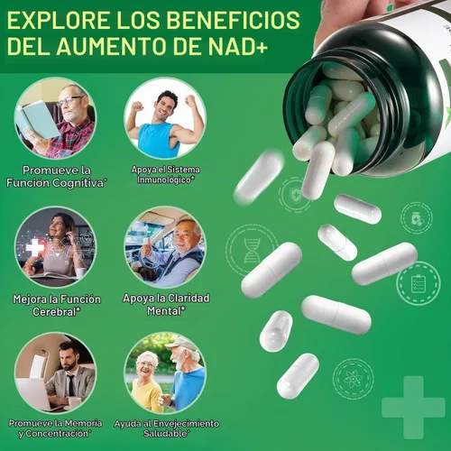 Vista 4 de Suplemento NAD+ de 2000 mg extra fuerte para mujeres y hombres, 120p