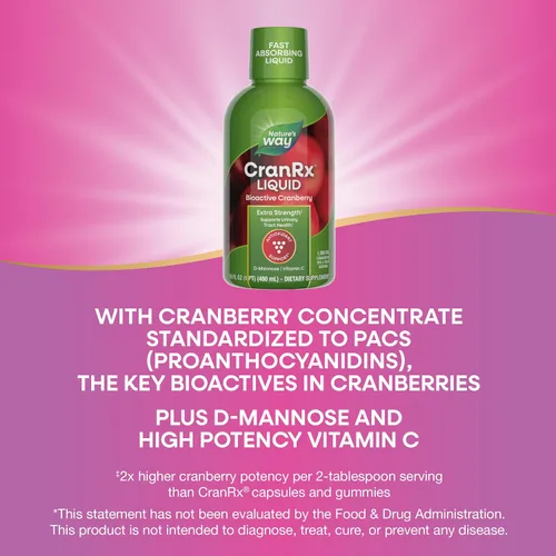 Vista 4 de Nature's Way CranRx Extra Strength Cranberry 1,000 mg, D-manosa + Vit C + Hibisco, 16 onzas líquidas