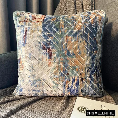 Vista 88 de The HomeCentric Funda de almohada con cremallera, funda de cojín azul de 12 x 12 pulgadas, funda de cojín de algodón bordado para sofá, diseño
