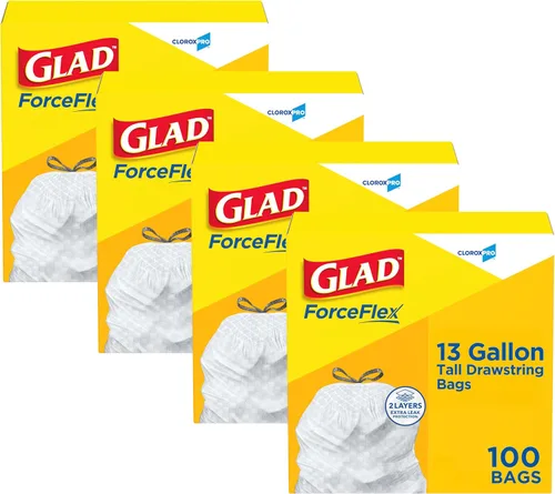 Vista 6 de CloroxPro Glad ForceFlex - Bolsas de basura altas con cordón para cocina, 13 galones, 100 unidades (el paquete puede variar)