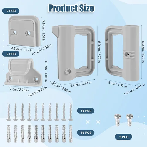 Vista 2 de Kit de piezas de repuesto para puerta de bebé, kit de montaje en pared para barrera de seguridad para bebés, accesorios para perros con soportes