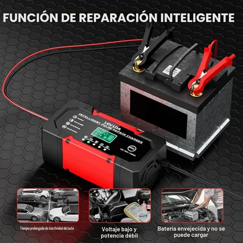 Vista 8 de Cargador de batería del coche 12V 10A Smart Trickle Charger completamente automático Negro