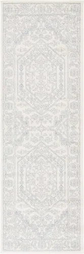 Vista 78 de SAFAVIEH ADR108B - Tapete de la colección Adirondack, 2 pies 1 pulgada x 6 pies, marfil y plateado, diseño de medallón oriental, no desprende