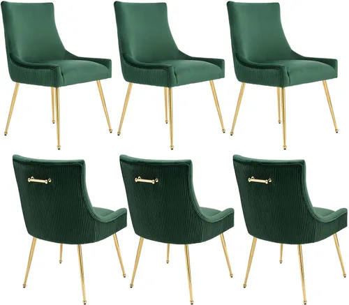 Vista 23 de adochr Juego de 2 sillas de comedor de terciopelo con patas de metal dorado 2-Azul oscuro
