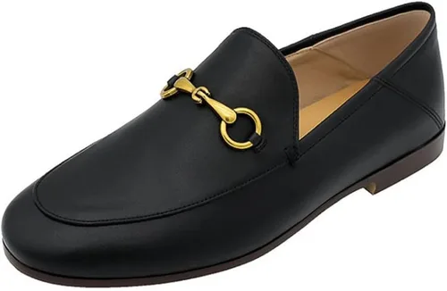 Vista 19 de Divanne Mocasines para mujer, mocasines planos con cadena dorada, mocasines de piel sin cordones Albaricoque