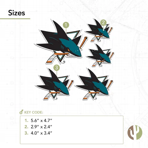 Vista 2 de Desert Cactus San Jose Sharks Team NHL National Hockey League - Calcomanía de vinilo para botella de agua para laptop, álbum de recortes