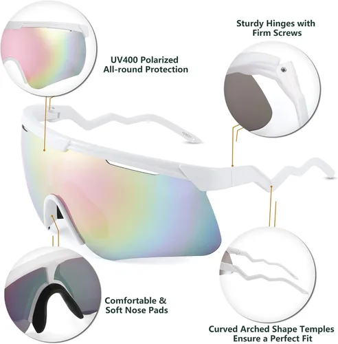 Vista 4 de FEISEDY Gafas de sol para hombres y mujeres, polarizadas grandes retro sin montura TR90 marco para béisbol, ciclismo, deportes B4073