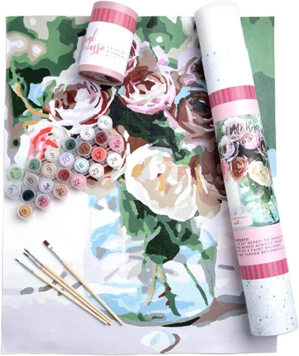 Vista 22 de Pink Picasso Kit de Pintura Floral Botánica por Números para Adultos y Adolescentes Juegos de Kits de Pintura Acrílica DIY en Lienzo 16x20