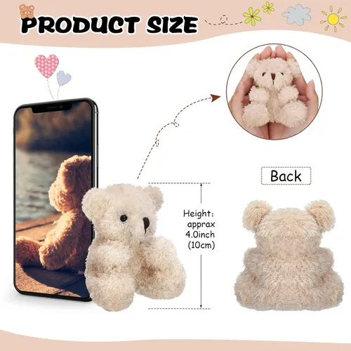 Vista 2 de Chivao 20 piezas de mini osos de peluche a granel de 4 pulgadas de oso pequeño a granel para niños, fiesta de cumpleaños, intercambio de aula, baby