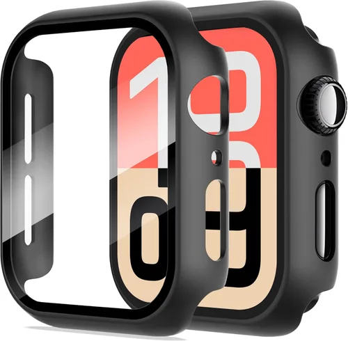 Vista 14 de Diruite Juego de 2 fundas para Apple Watch Series 3/2/1 de 38mm, protector de pantalla de vidrio templado ultradelgado de todo alrededor para iWatch