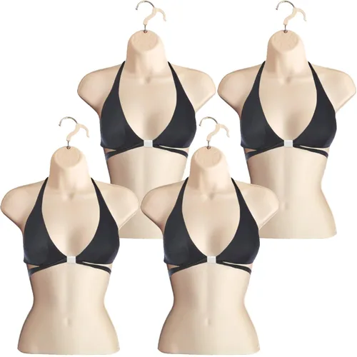 Vista 15 de Maniquí femenino con espalda hueca y cuerpo apilable con ganchos para colgar para exhibición de camisetas, encimera, ferias de manualidades, fotos