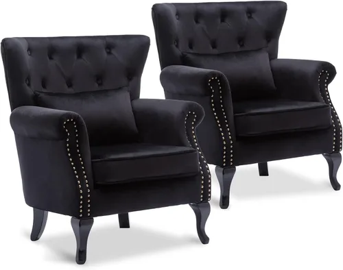 Vista 22 de Sillas de Brazo de Lectura Accent Sillas Midcentury Modernas Cómodas Silla de Sofá de Esquina, Silla de Club Wingback de Sala de Espera con Respaldo