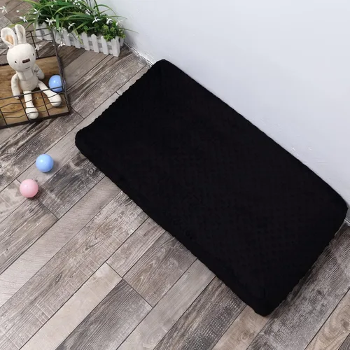 Vista 6 de Funda para cambiador, súper suave, con lunares minky, agradable a la piel, transpirable, lavable, para cambiador, para bebé, niño y niña (negro)
