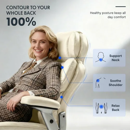 Vista 7 de FLEXISPOT Silla de oficina grande y alta de 600 libras para personas pesadas, silla de escritorio de computadora resistente con soporte lumbar