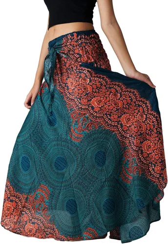 Vista 2 de B BANGKOK PANTS - Faldas largas para mujer, estampado floral bohemio