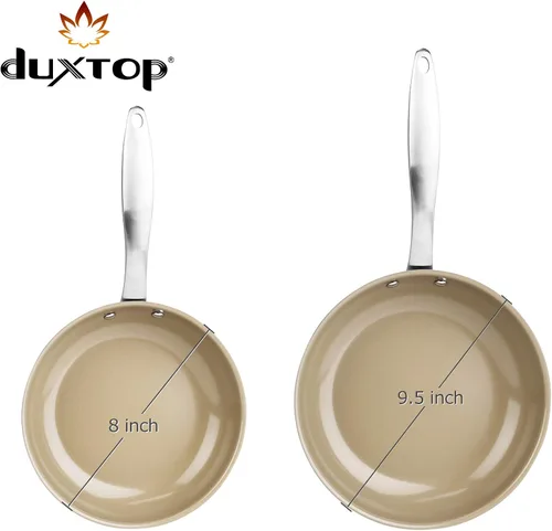 Vista 6 de Duxtop Sartén antiadherente de cerámica, sartén de inducción de acero inoxidable, sartén de 8 pulgadas con parte inferior adherida a impactos