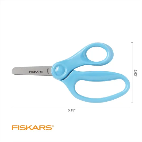 Vista 6 de Fiskars Tijeras de punta roma de 5 pulgadas para niños de 4 a 7 años (paquete de 3) - Tijeras para la escuela o manualidades - Suministros
