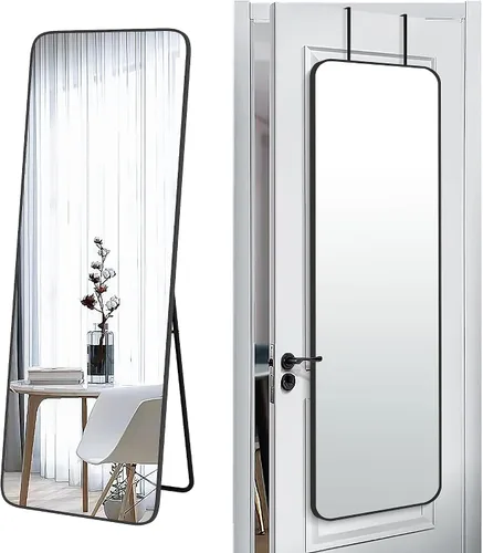 Vista 16 de SCWF-GZ Espejo rectangular de longitud completa de 24 x 36 pulgadas, montado en la pared o contra la pared, aleación de aluminio, marco de metal
