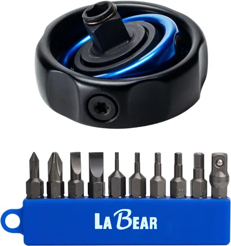 Vista 10 de LABEAR Kit de trinquete de palma DR de 11 piezas, 1/4 pulgadas, mini trinquete de dedo, llave de engranaje, puntas de destornillador con Philips