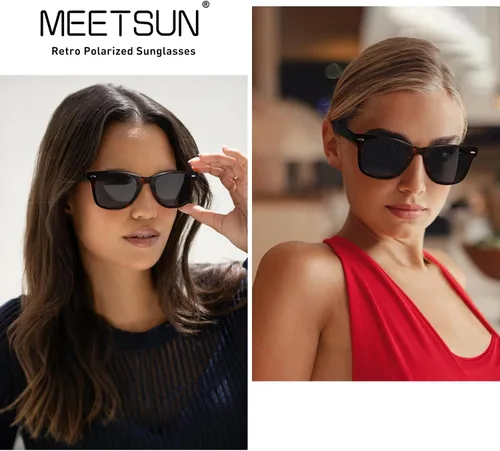 Vista 100 de MEETSUN Polarized Sunglasses for Women Men Classic Retro Square Frame Driving Sun Glasses UV Protection