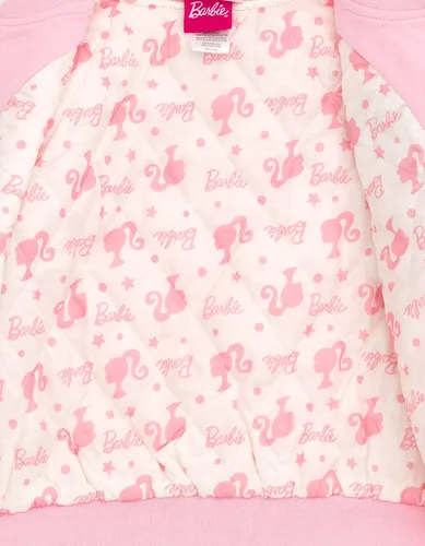 Vista 3 de Barbie Chaqueta bomber Varsity de felpa francesa para niñas pequeñas a grandes