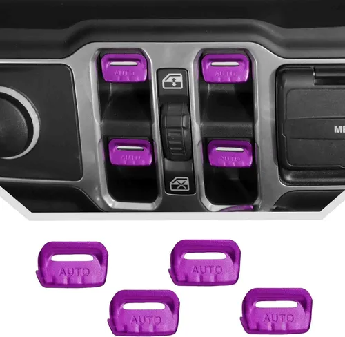 Vista 14 de JeCar 4 piezas para Jeep Wrangler Cubierta de botón del interruptor de ventana de la moldura interior negra para Jeep Wrangler JL JLU Gladiator JT