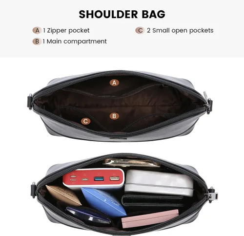 Vista 4 de LOVEVOOK Bolso de mano para mujer, bolso de hombro con asa superior, con bolsillo externo