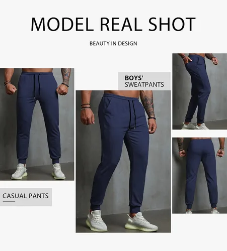 Vista 4 de Renaowin Pantalones deportivos para hombre, ligeros, ajustados, con cordón en la cintura, con bolsillos, para entrenamiento, correr, gimnasio, a