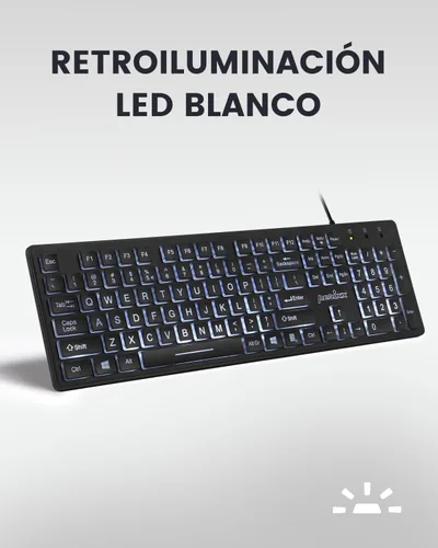 Vista 6 de Perixx PERIBOARD-317ES un teclado con Cable y retroiluminado LED, QWERTY