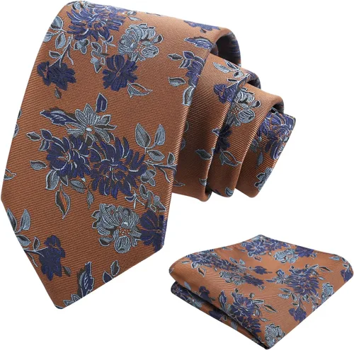 Vista 68 de Alizeal Mens 3.15inches Leaf Flower Pattern Tie with Floral Pocket Square Set