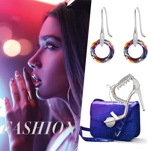 Vista 3 de 925 Sterling Silver Circle Earrings for Women Austria Crystal Hook Dangle Earrings Birthday Jewelry for Mom