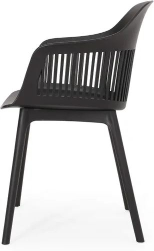 Vista 5 de Christopher Knight Home Silla de comedor al aire libre Ladonna de polipropileno (juego de 2), color negro