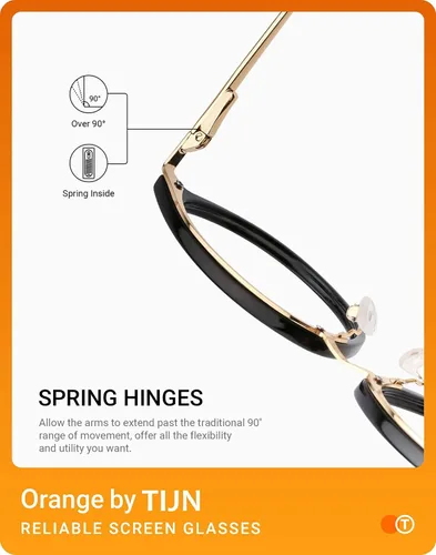 Vista 5 de Gafas TIJN de óptica con montura redonda de metal, estilo vintage, bloquean la luz azul, gafas sin prescripción con montura para mujer