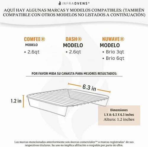 Vista 2 de Accesorios de rejilla para freidora de aire compatibles con Comfee, Dash, Nuwave® Brio 6qt + más Juego de accesorios para freidora de aire de 6.3